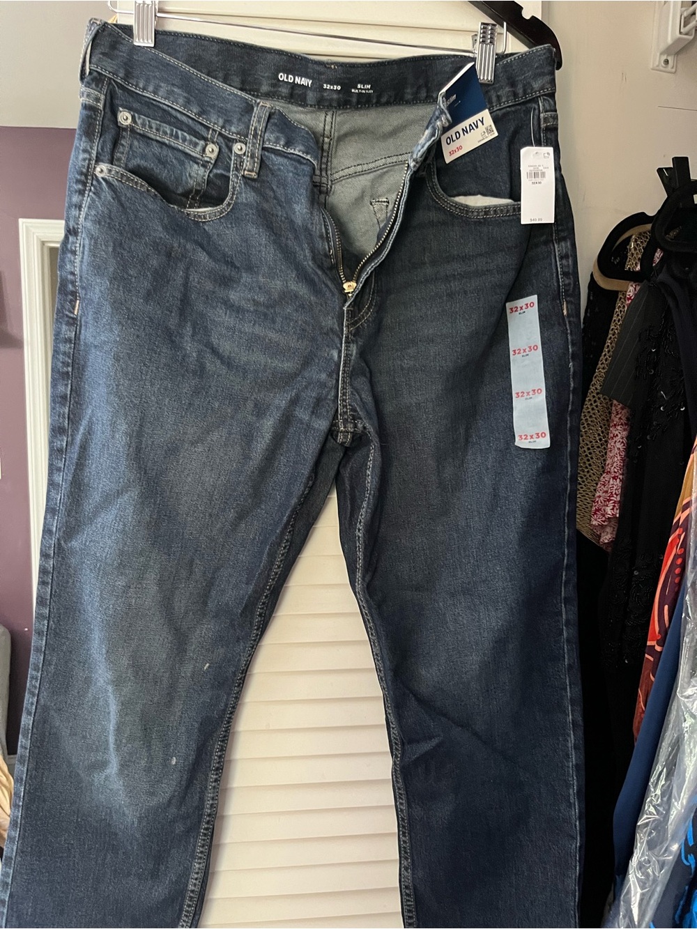 Old Navy Men's Slim Built In Flex Dark Blue Straight Jeans